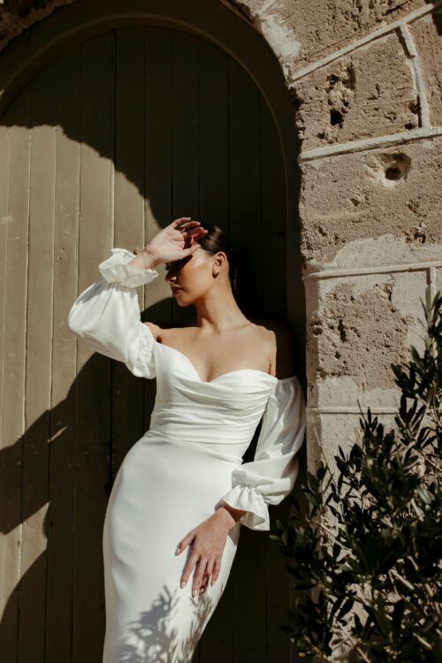 A-Line Wedding Dress With Angel Wings – HAREM's Brides